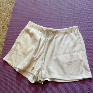 Princess Polly White Waffle Knit Shorts